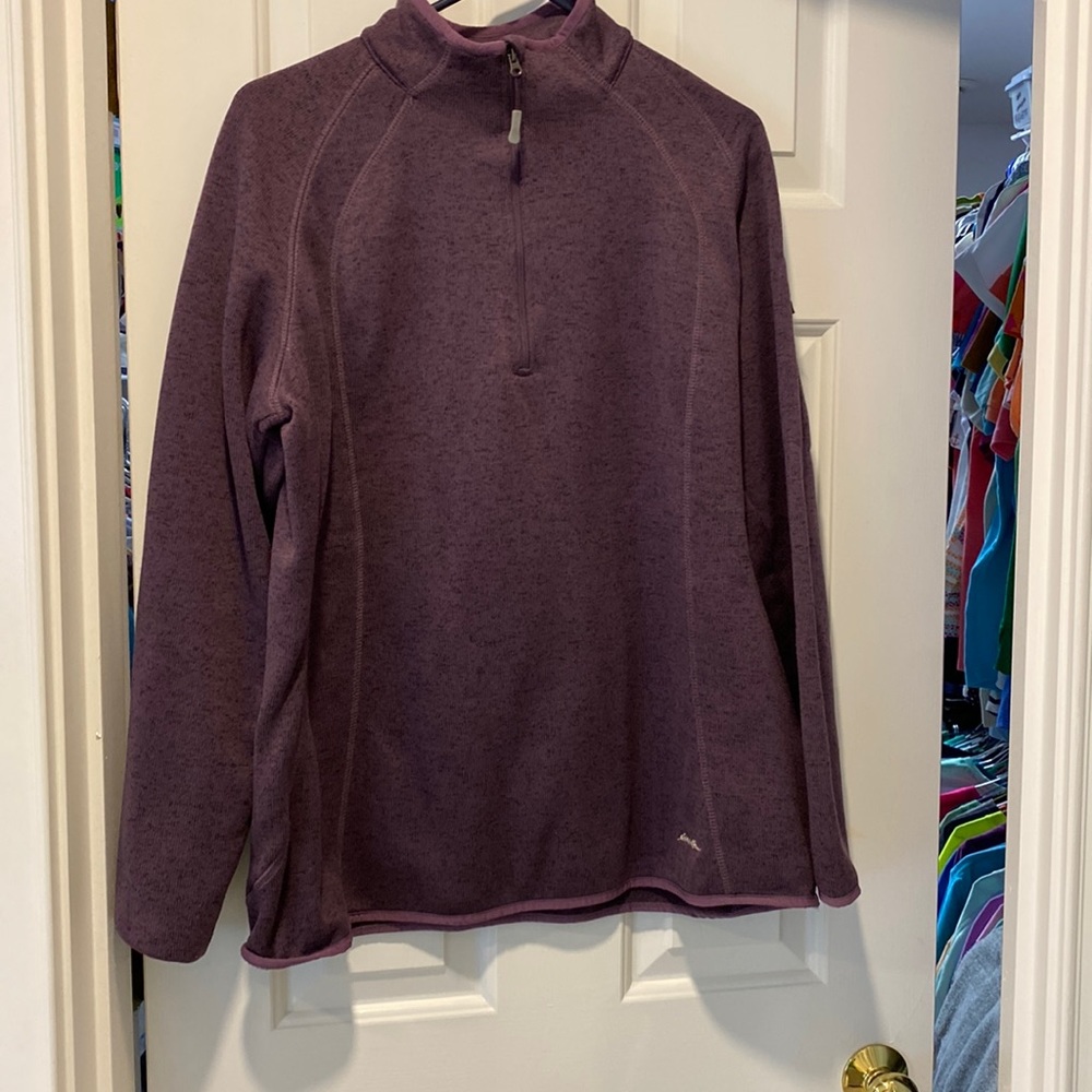 Eddie Bauer purple 1/4 zip sweatshirt with left arm pocket, 2XL